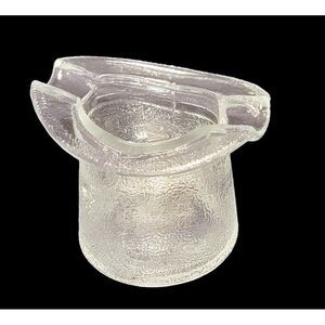 Frosted Top Hat Glass 2-Rest Novelty Ashtray, Toothpick Holder, Vintage Trinket